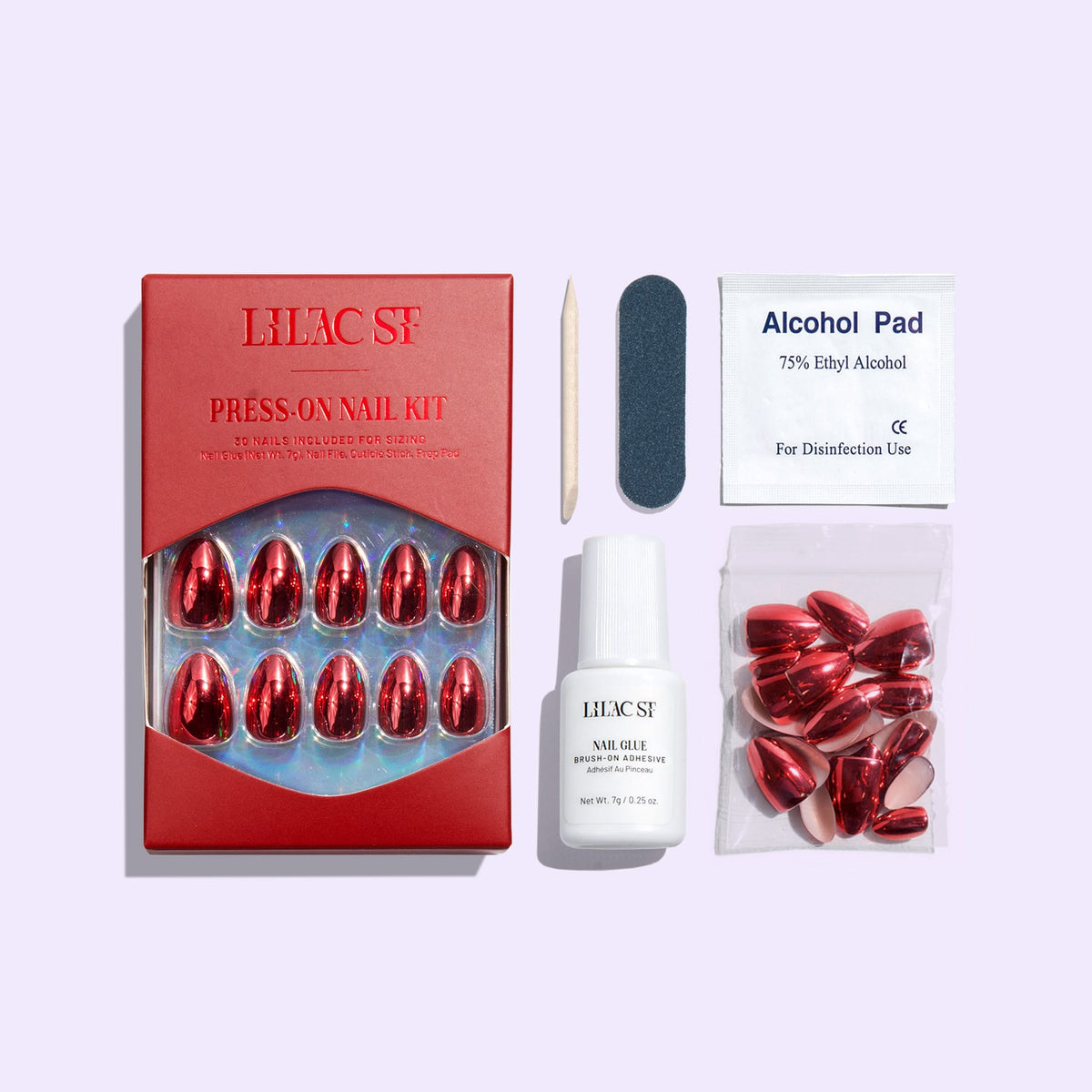 Cherry Plated press on nails kit