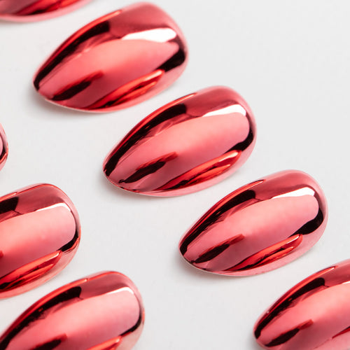 Cherry Plated press on nails zoomed