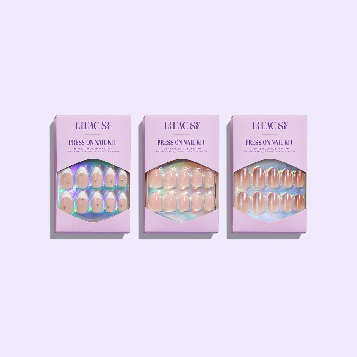 Lilac St. Not Quite Nude Collection - 3 packs of press on nails 