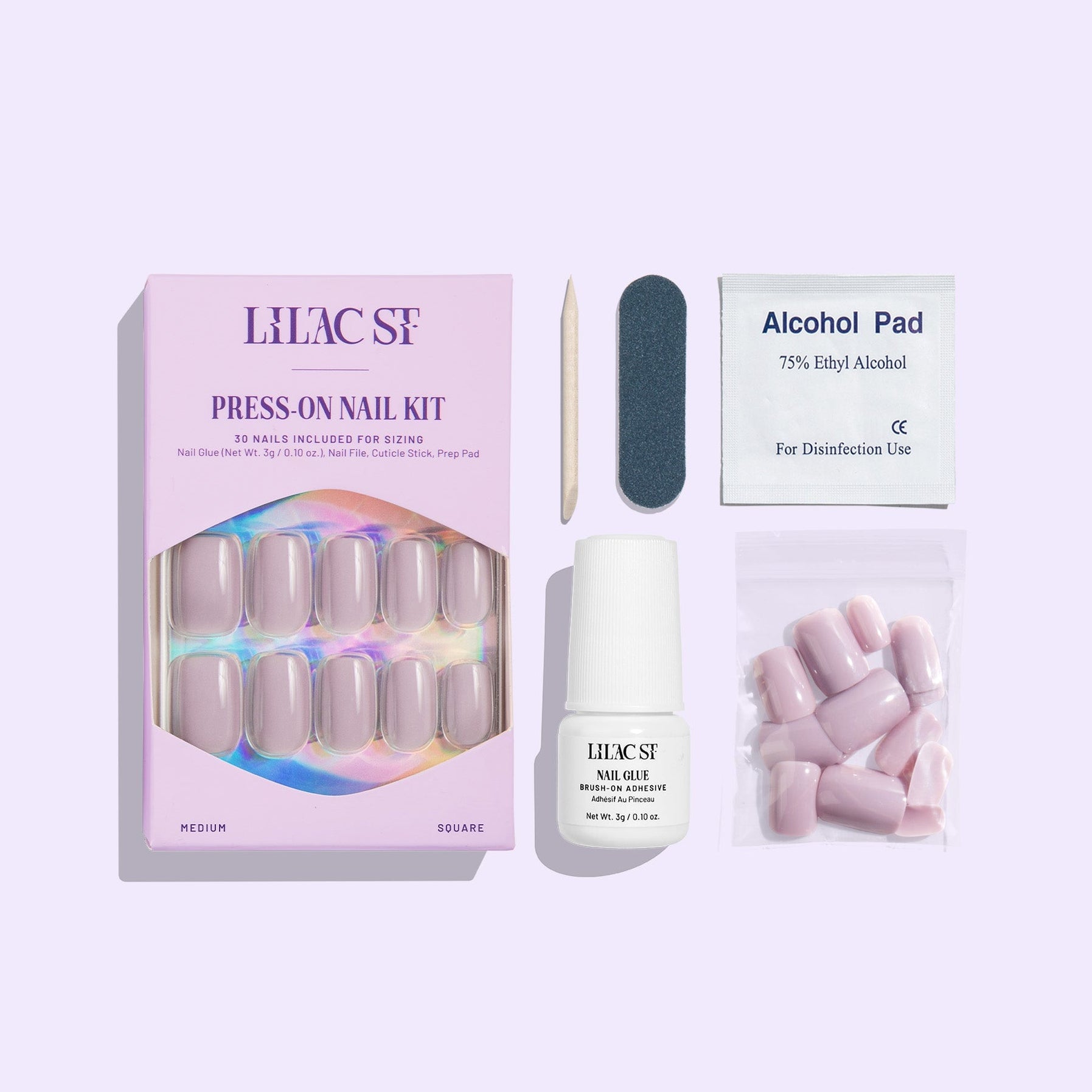 Grey Wisteria Press on nails kit - Lilac St.