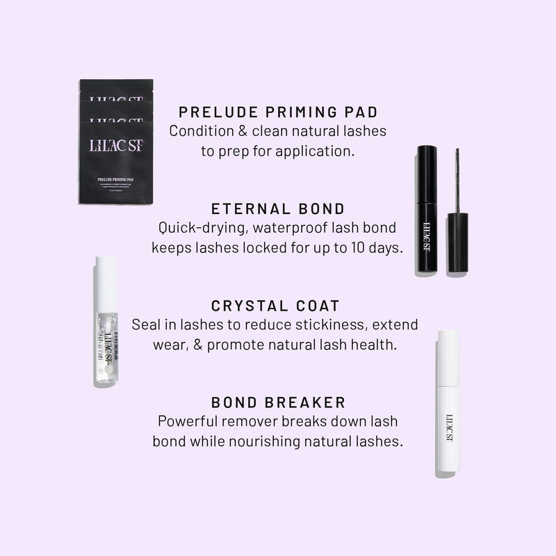 Deluxe Starter Kit accessories with priming pads, Eternal Bond, Crystal Coat and Bond Breaker.