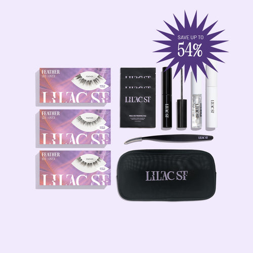 Lilac St. Deluxe Starter Kit Feather with lash clusters, bond, sealant, remover, applicator and a case.