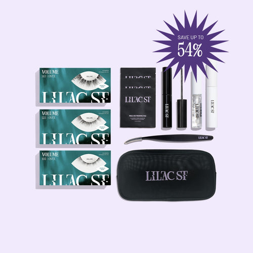 Lilac St. Deluxe Starter Kit with lash cluster trays, bond, sealant, remover, applicator and carrying case.