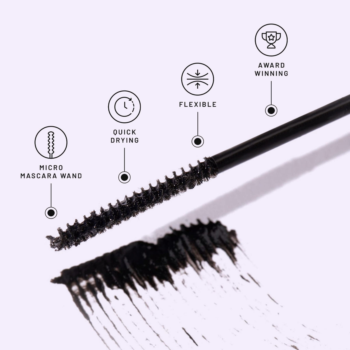 Eternal Bond lash bond wand above a black swatch on lash clusters.