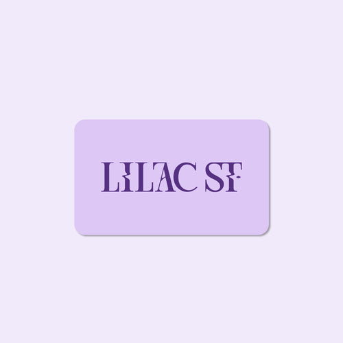 Gift card featuring the Lilac St. logo